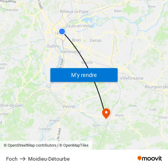 Foch to Moidieu-Détourbe map