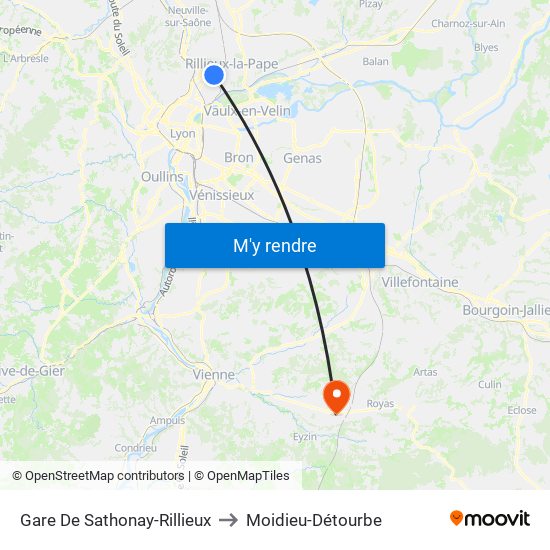 Gare De Sathonay-Rillieux to Moidieu-Détourbe map