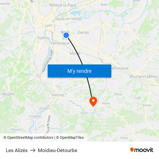 Les Alizés to Moidieu-Détourbe map