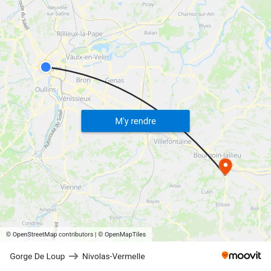 Gorge De Loup to Nivolas-Vermelle map