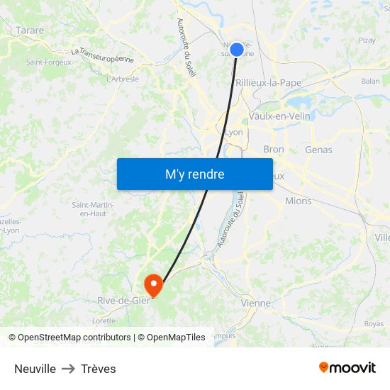 Neuville to Trèves map