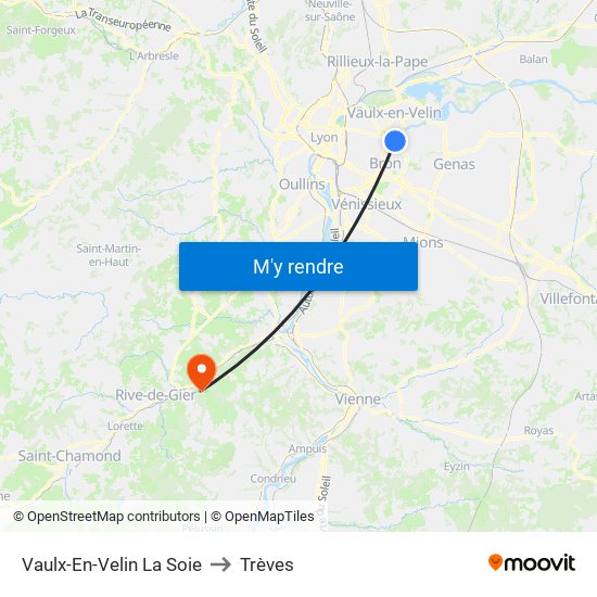 Vaulx-En-Velin La Soie to Trèves map