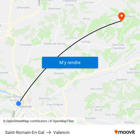 Saint-Romain-En-Gal to Valencin map