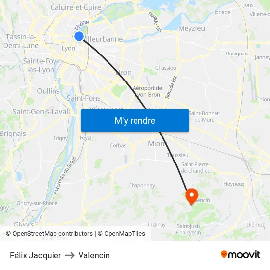 Félix Jacquier to Valencin map
