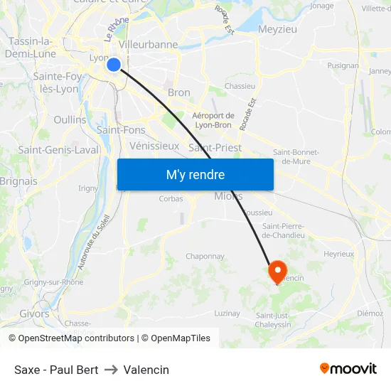 Saxe - Paul Bert to Valencin map