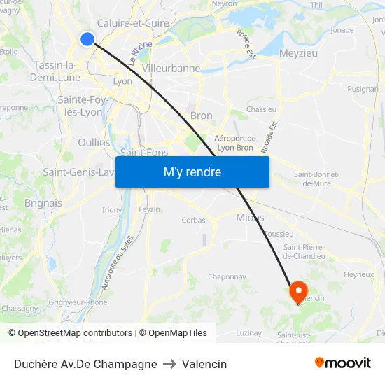 Duchère Av.De Champagne to Valencin map