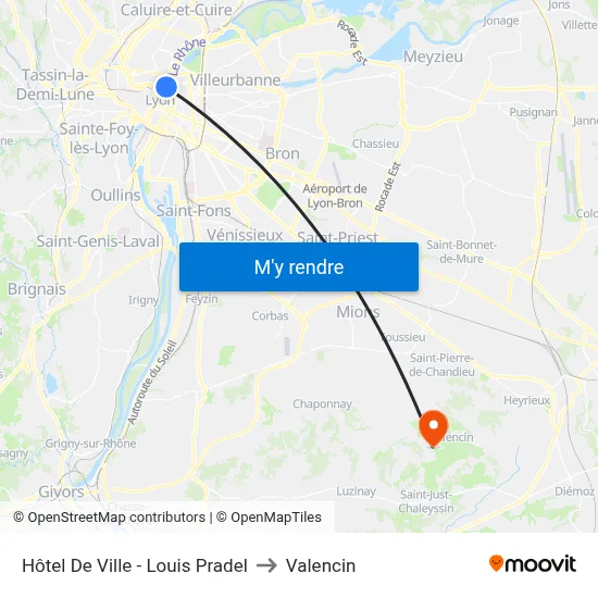 Hôtel De Ville - Louis Pradel to Valencin map