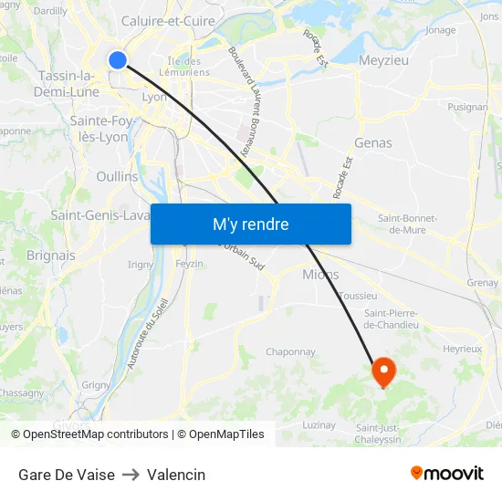 Gare De Vaise to Valencin map