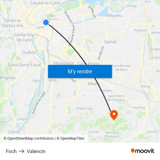 Foch to Valencin map