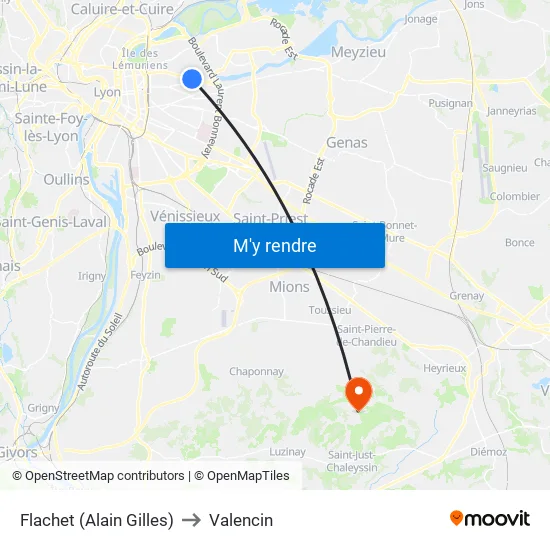 Flachet (Alain Gilles) to Valencin map