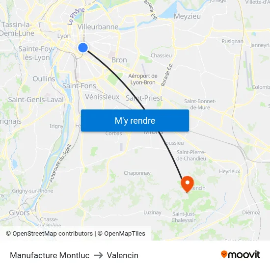 Manufacture Montluc to Valencin map