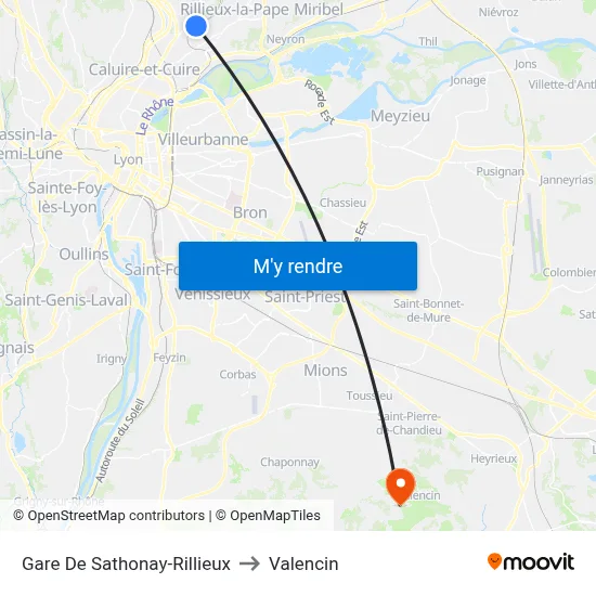Gare De Sathonay-Rillieux to Valencin map