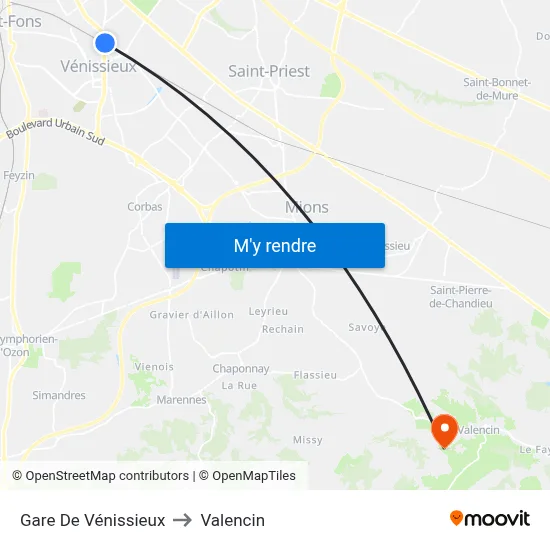 Gare De Vénissieux to Valencin map