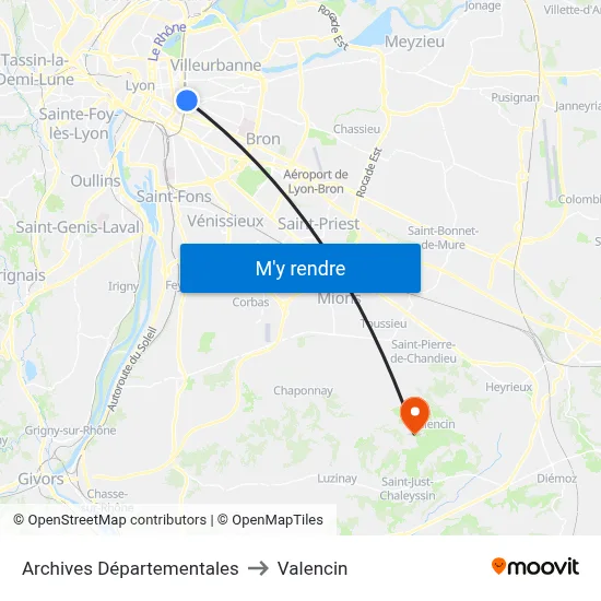 Archives Départementales to Valencin map