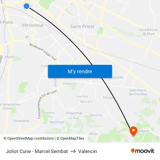 Joliot Curie - Marcel Sembat to Valencin map