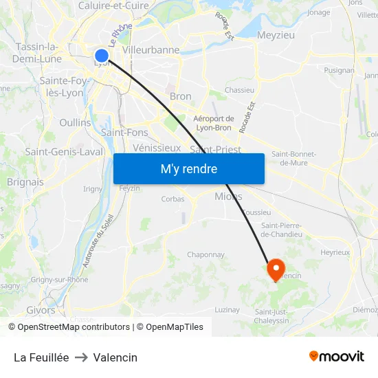 La Feuillée to Valencin map