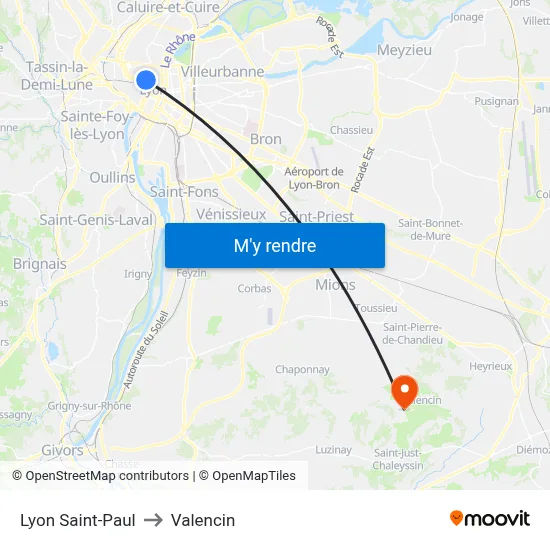 Lyon Saint-Paul to Valencin map