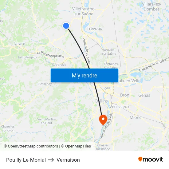 Pouilly-Le-Monial to Vernaison map