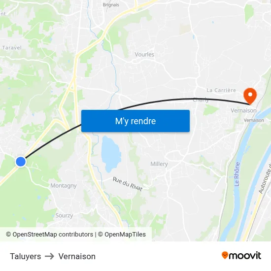 Taluyers to Vernaison map