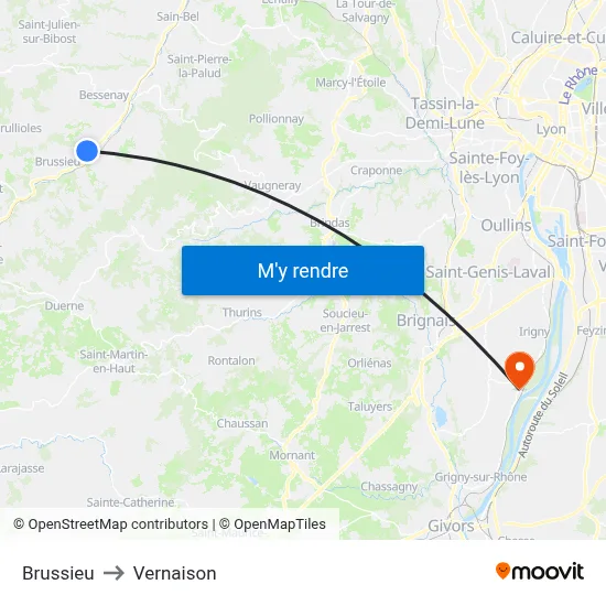 Brussieu to Vernaison map
