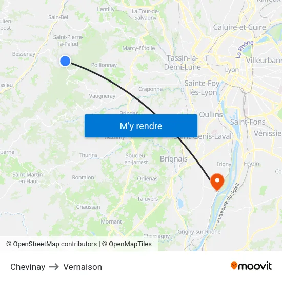 Chevinay to Vernaison map