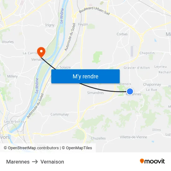 Marennes to Vernaison map
