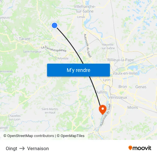 Oingt to Vernaison map