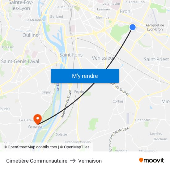 Cimetière Communautaire to Vernaison map