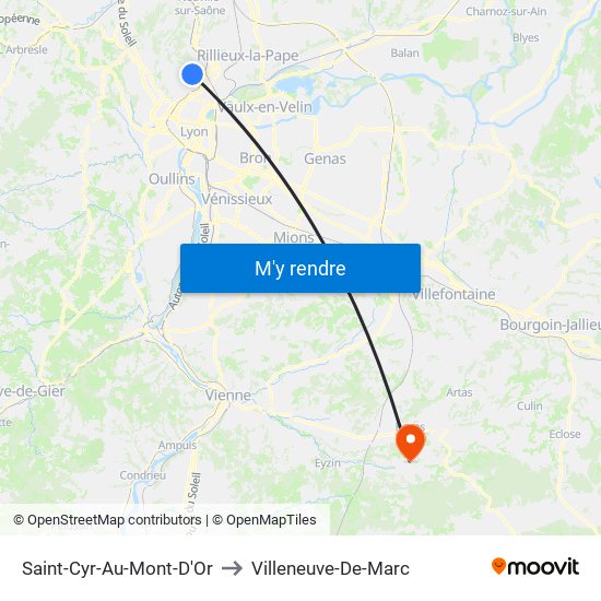 Saint-Cyr-Au-Mont-D'Or to Villeneuve-De-Marc map