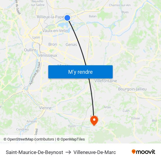 Saint-Maurice-De-Beynost to Villeneuve-De-Marc map