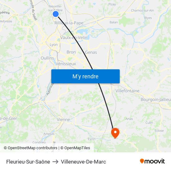 Fleurieu-Sur-Saône to Villeneuve-De-Marc map