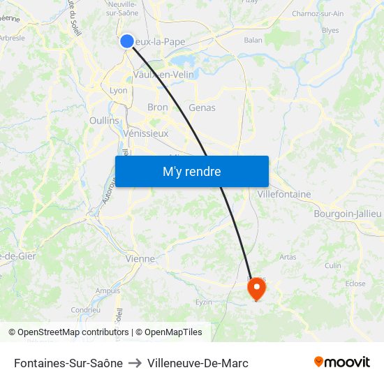 Fontaines-Sur-Saône to Villeneuve-De-Marc map