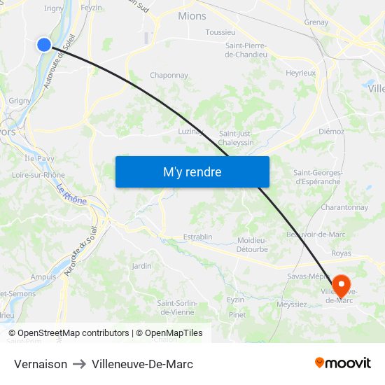 Vernaison to Villeneuve-De-Marc map