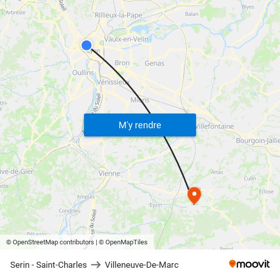 Serin - Saint-Charles to Villeneuve-De-Marc map