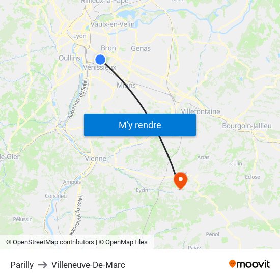 Parilly to Villeneuve-De-Marc map