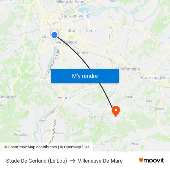 Stade De Gerland (Le Lou) to Villeneuve-De-Marc map