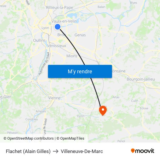 Flachet (Alain Gilles) to Villeneuve-De-Marc map