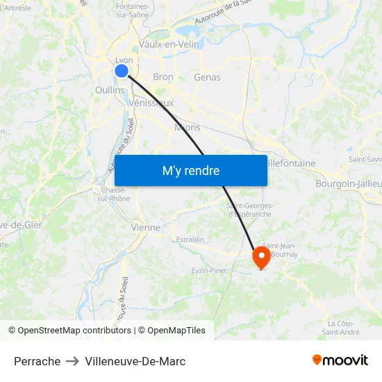 Perrache to Villeneuve-De-Marc map