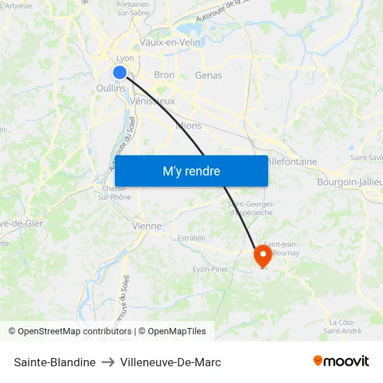 Sainte-Blandine to Villeneuve-De-Marc map