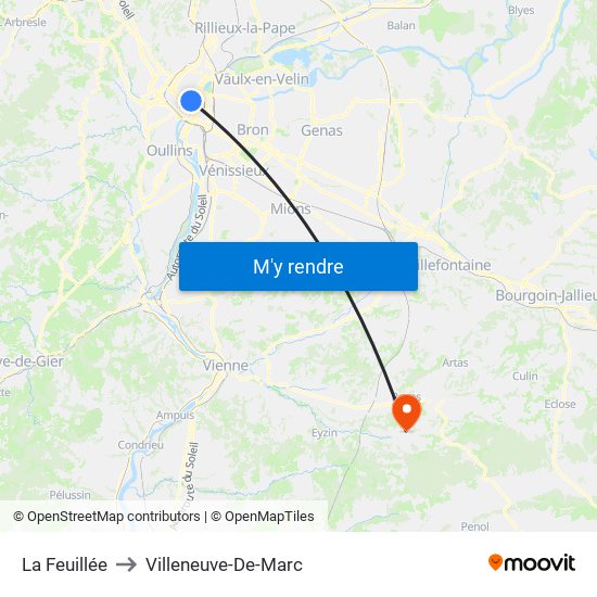 La Feuillée to Villeneuve-De-Marc map