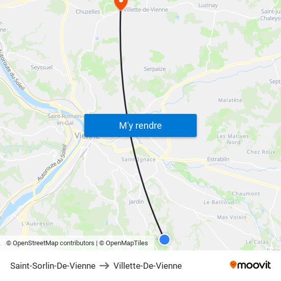 Saint-Sorlin-De-Vienne to Villette-De-Vienne map