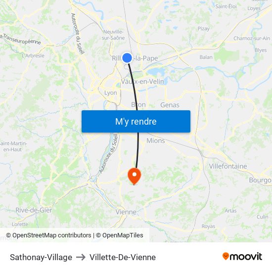 Sathonay-Village to Villette-De-Vienne map