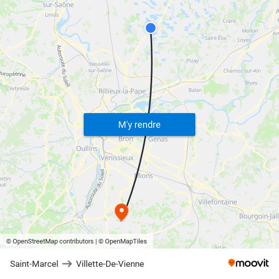 Saint-Marcel to Villette-De-Vienne map