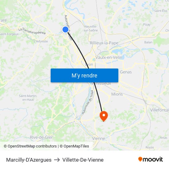 Marcilly-D'Azergues to Villette-De-Vienne map