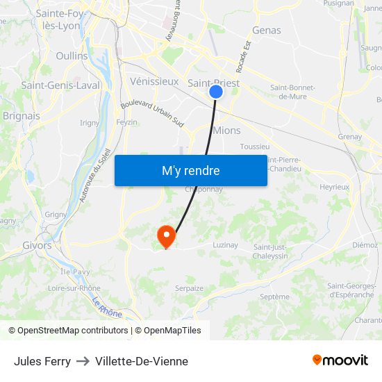 Jules Ferry to Villette-De-Vienne map