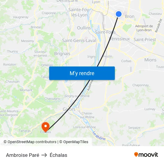 Ambroise Paré to Échalas map