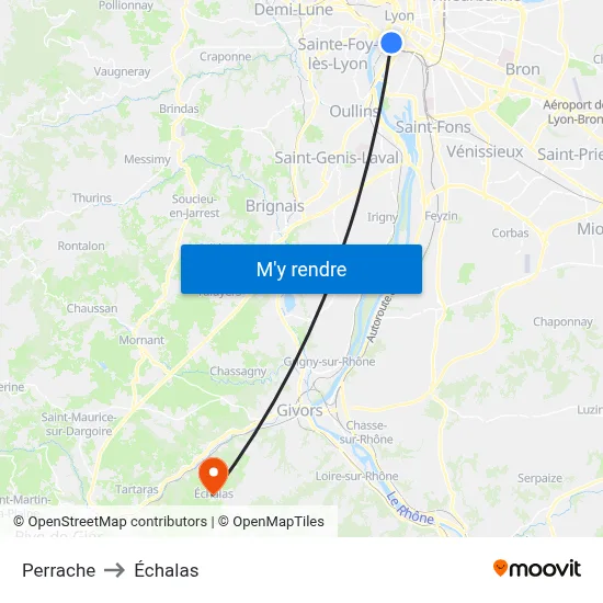 Perrache to Échalas map