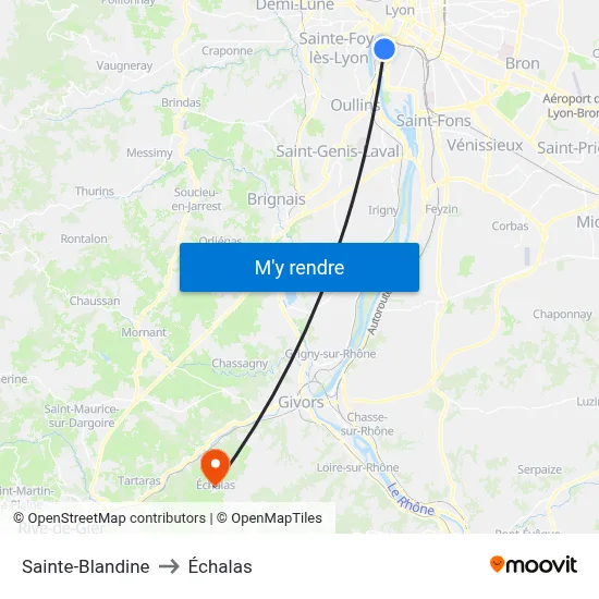 Sainte-Blandine to Échalas map