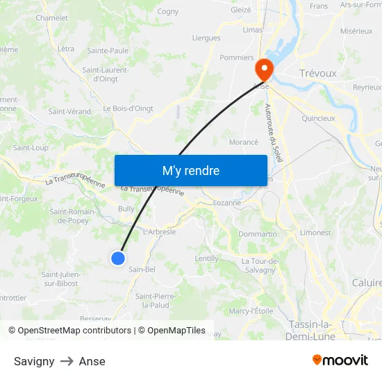 Savigny to Anse map