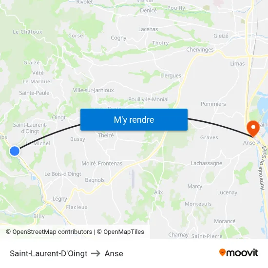 Saint-Laurent-D'Oingt to Anse map